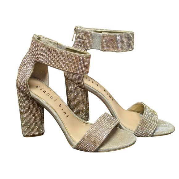 Gianni Bini Silver Chellsie Glitter Platform Dress Sandals High Heels - Picture 11 of 11